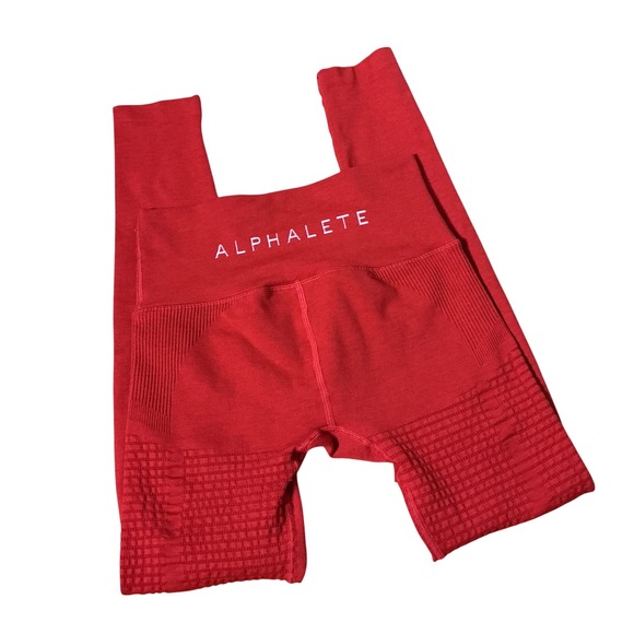 Alphalete Pants - Alphalete High Waisted Seamless Leggings Women S Red Workout Yoga Gym Activewear